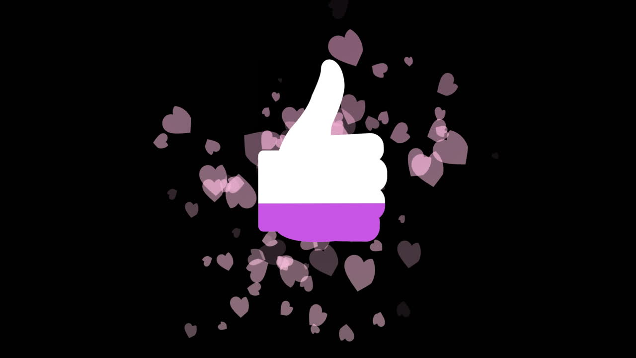 animación de corazones y similares sobre fondo negro