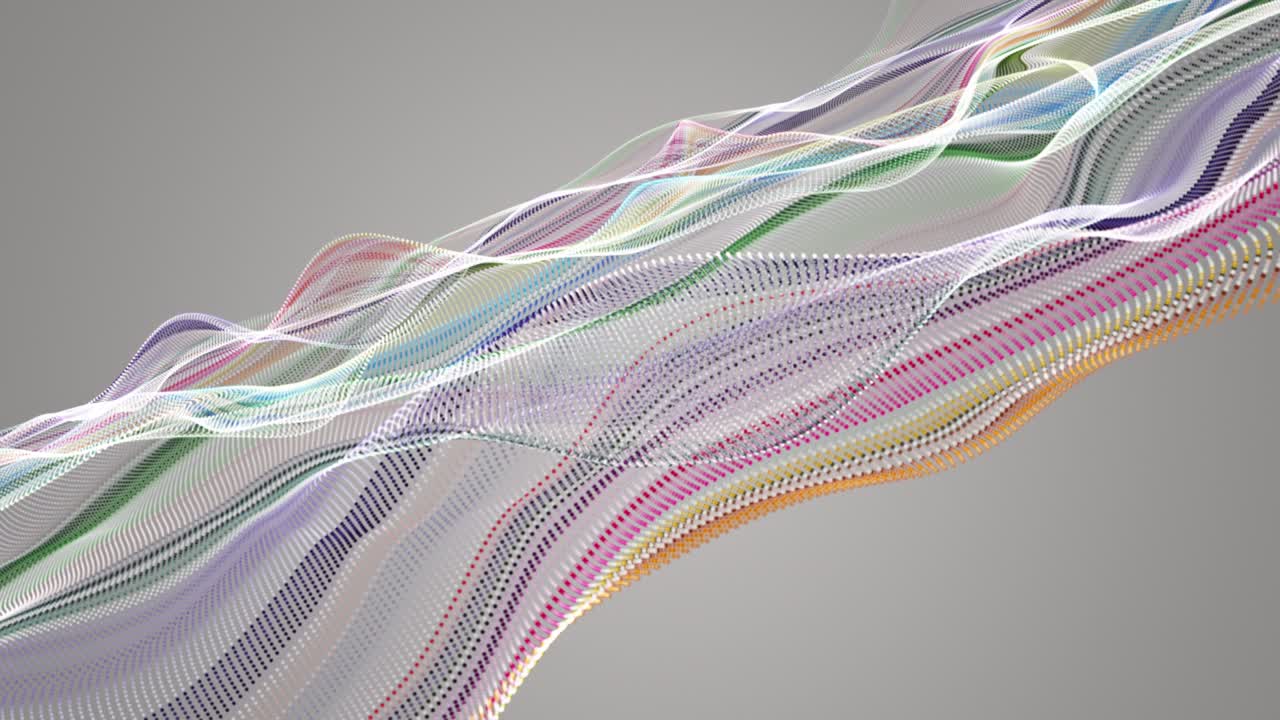 천천히 움직이는 입자 파동 물체와 함께 환상적인 애니메이션, 4096x2304 루프 4k