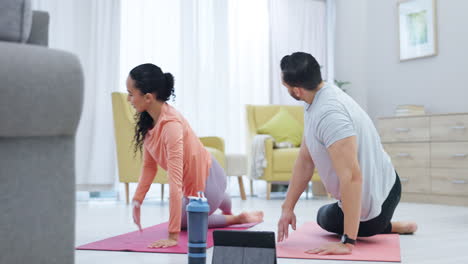 fitness, wellness and couple doing yoga