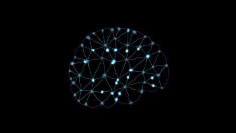 animación del cerebro humano con conexiones procesamiento de datos sobre fondo negro