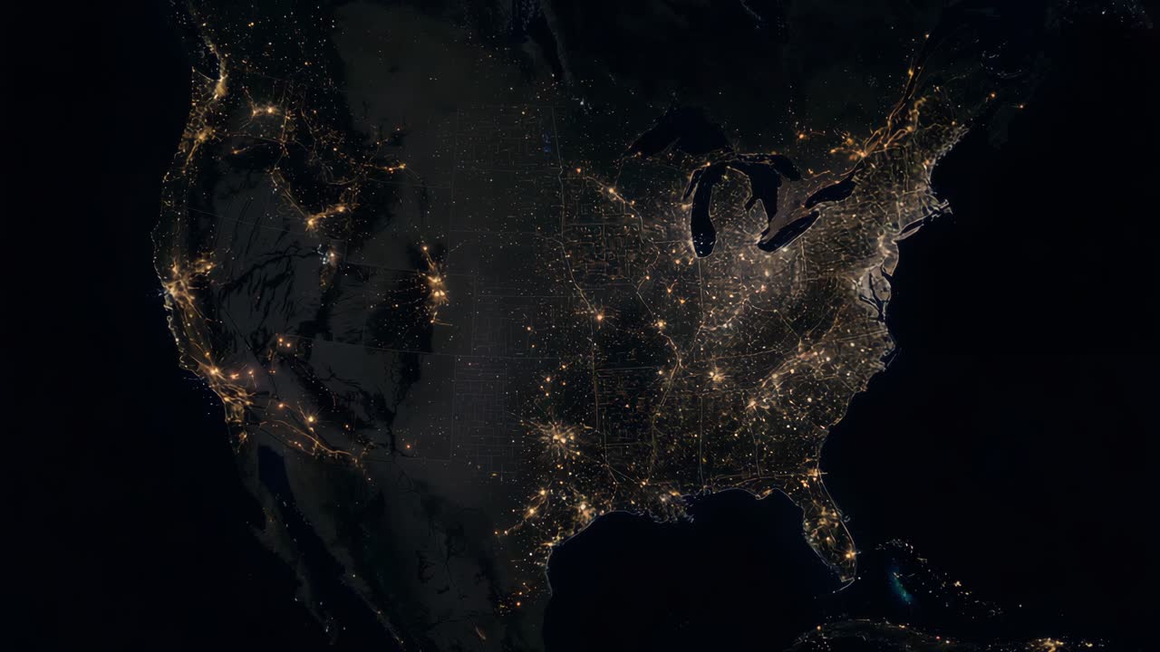 Nighttime View of the United States from Space