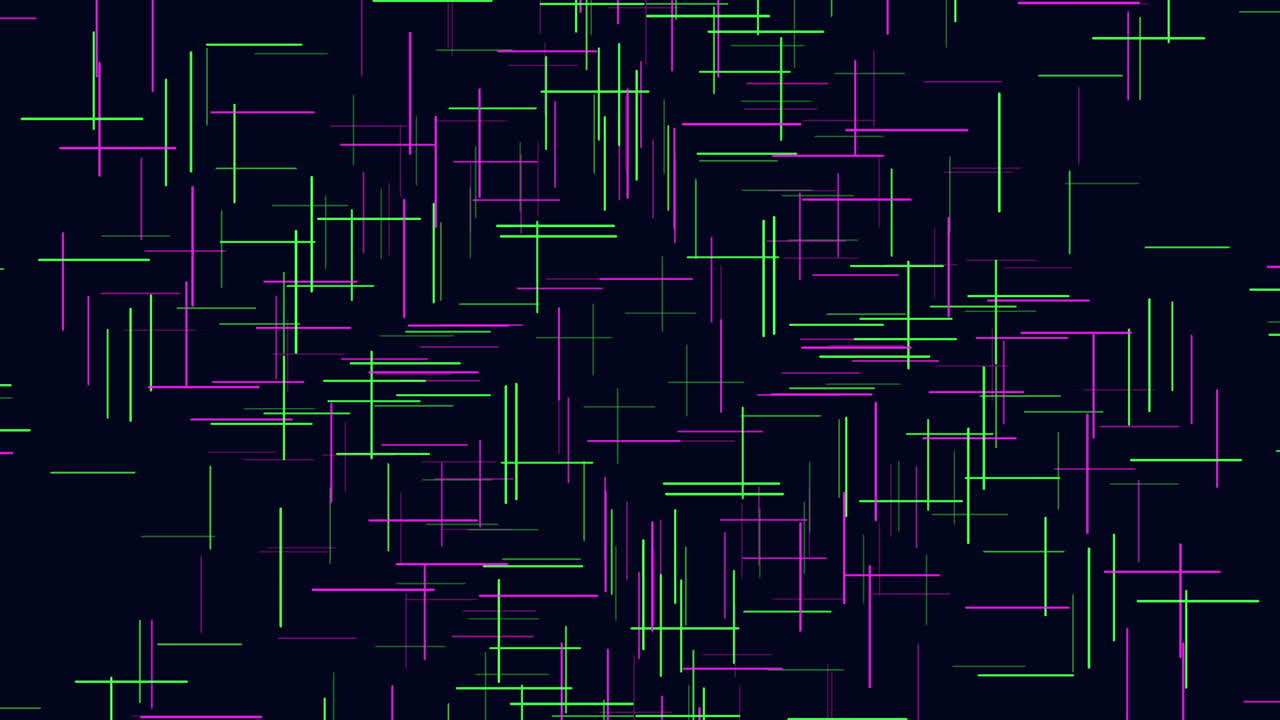 patrón de líneas verdes y moradas en movimiento en el espacio oscuro