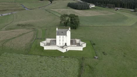 aerial view of corgarff castle on an sunny day, aberdeenshire, scotland