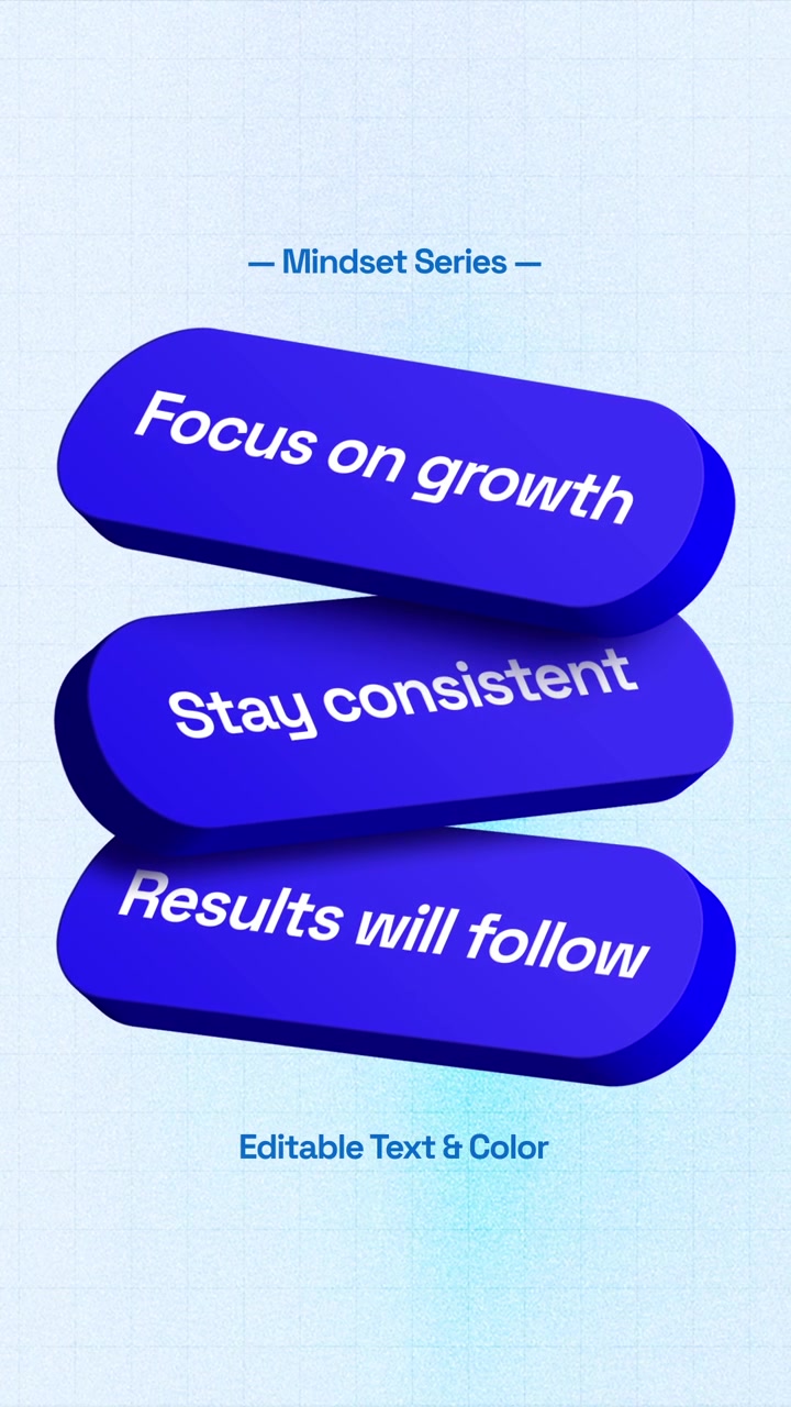 Motivational Quote Social Media Story Animation Template with Growth Mindset Success Message and Modern Typography Design