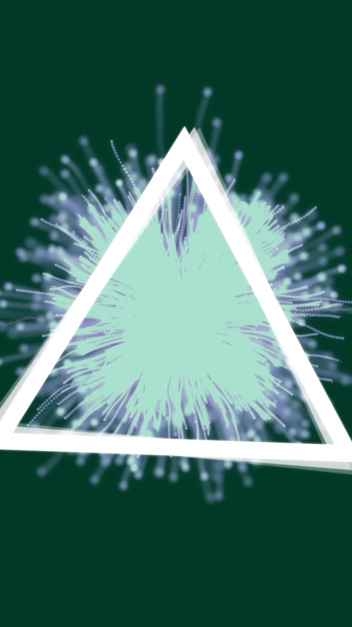 Animation of triangles and trails on black background