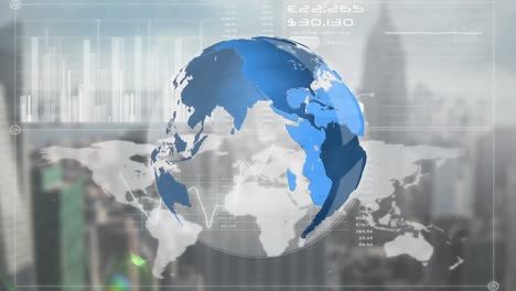 globo giratorio con datos y estadísticas