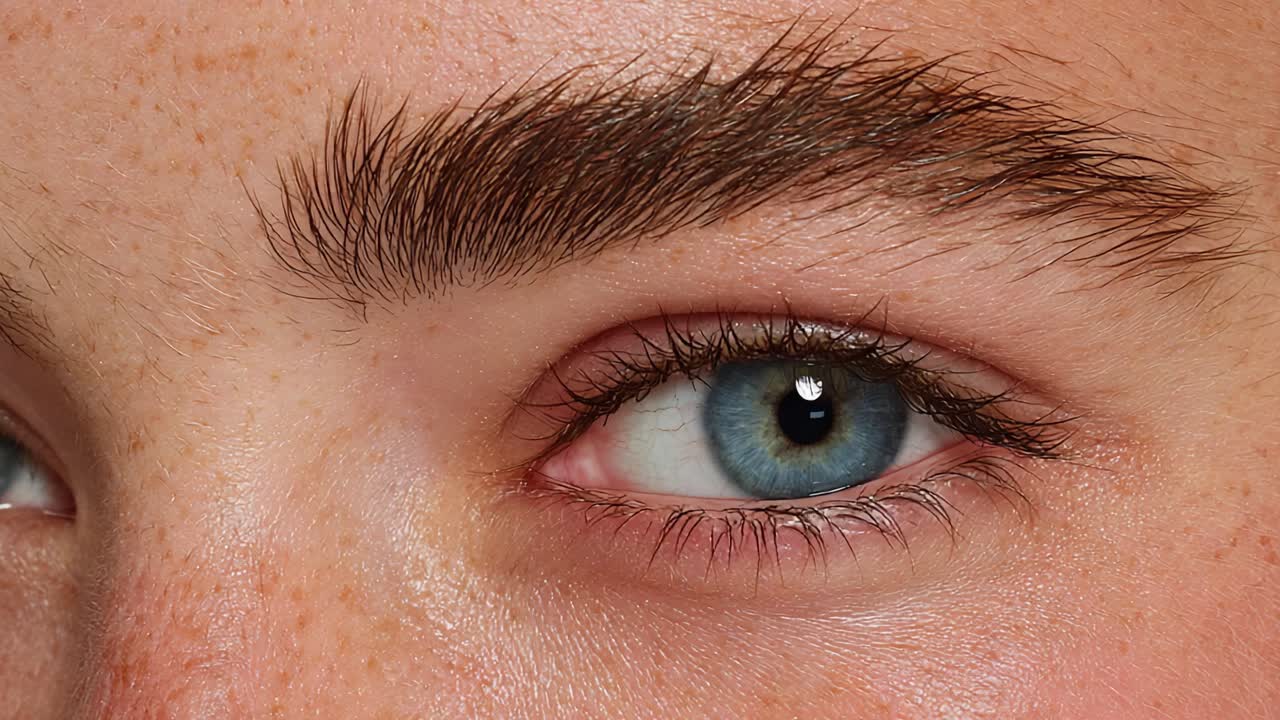 A Close-Up Exploration of an Eye: The Intricate Details of a Human Eye Captured in Two Frames, Highlighting the Uniqueness of Color and Texture