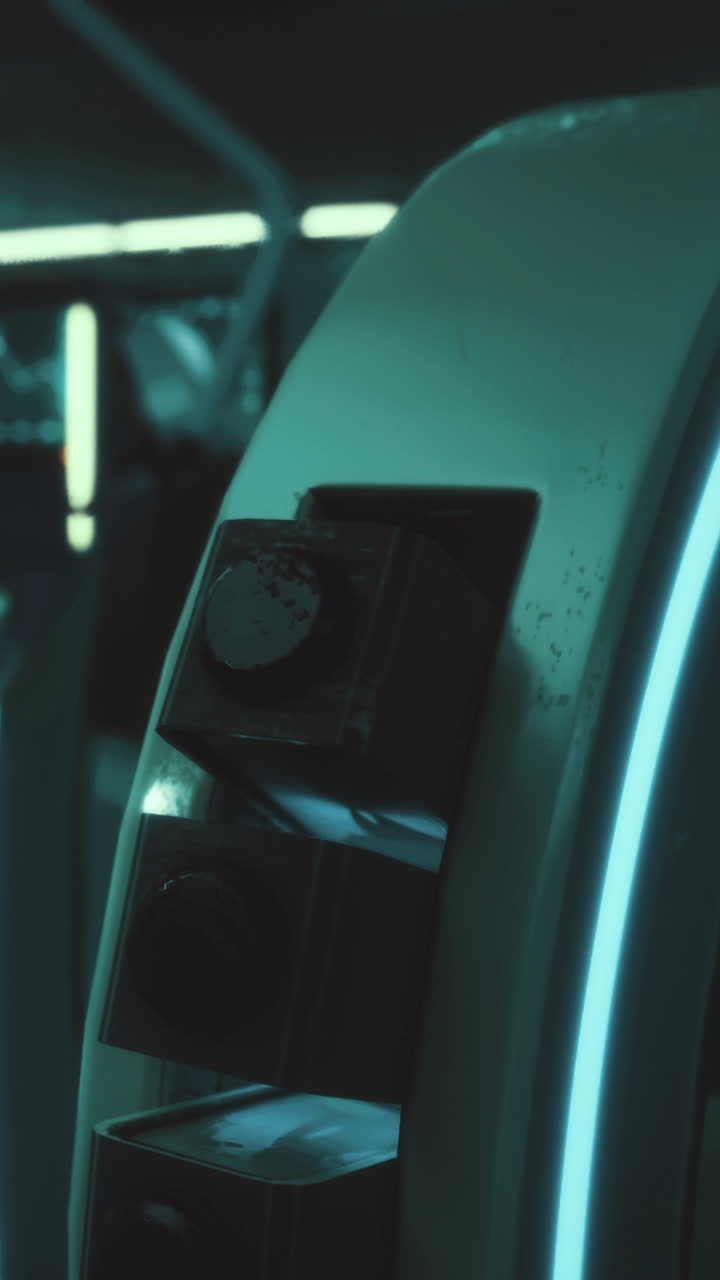 Close view of machinery part shining with light in industrial setting