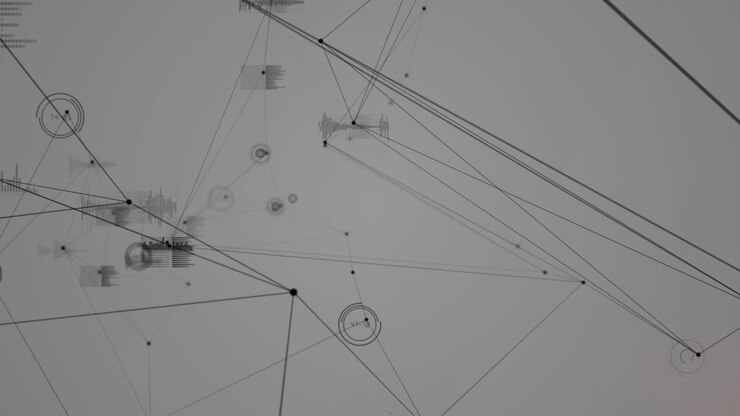 Animation of network of connections over grey background