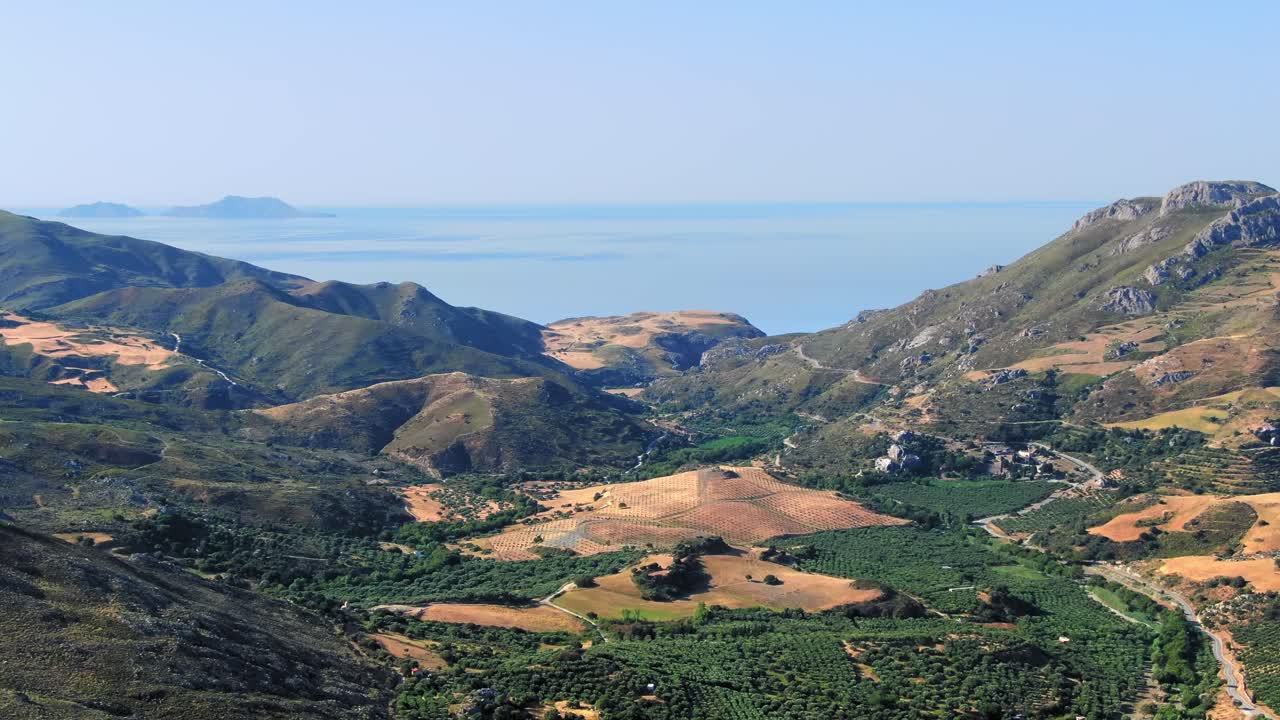Beautiful view of a valley in the countryside in Greece