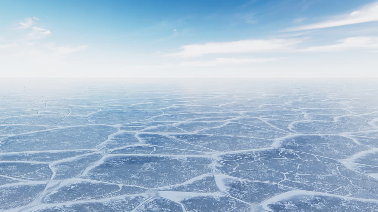 얼음 위에서 앞으로 나아가는 루프 애니메이션, 3d 렌더링