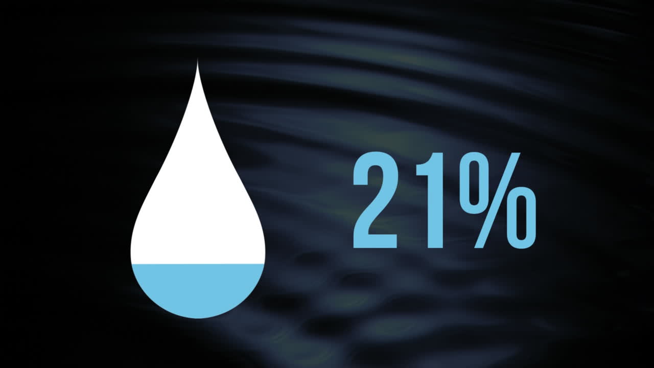 물방울 모양과 물 위의 파동과 함께 색상의 % 채우기
