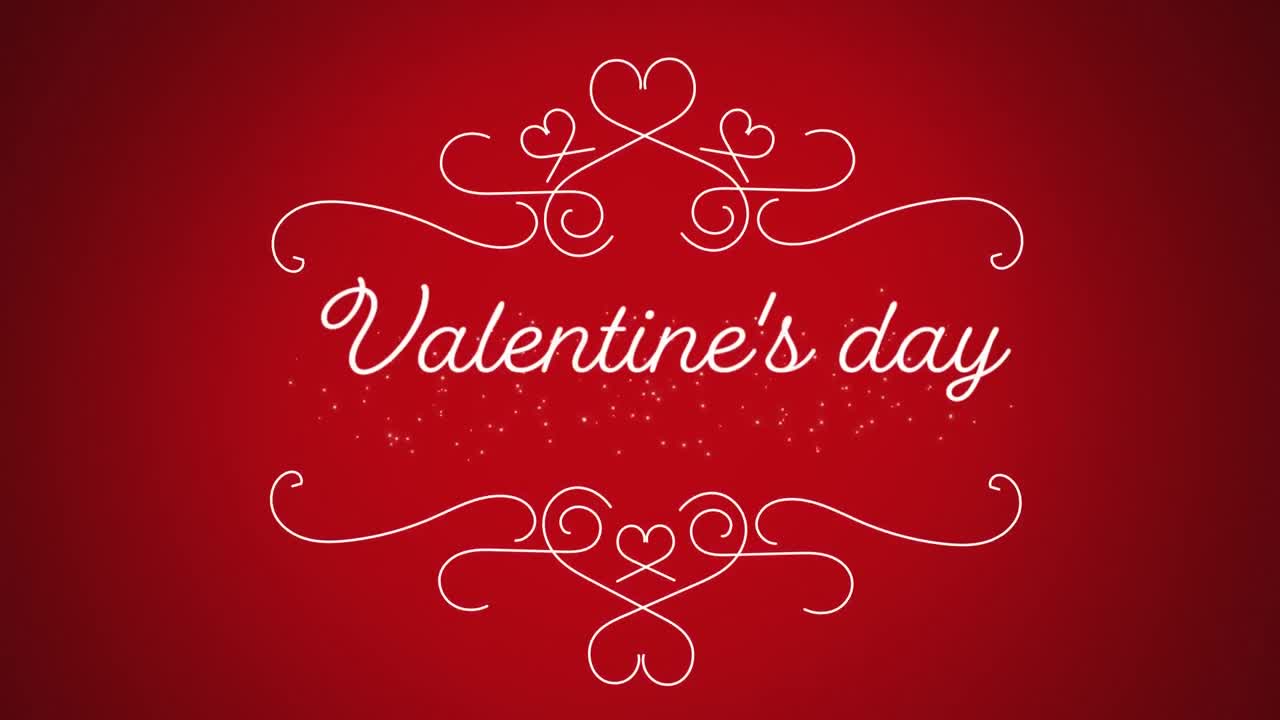 Animation of valentines day on red background