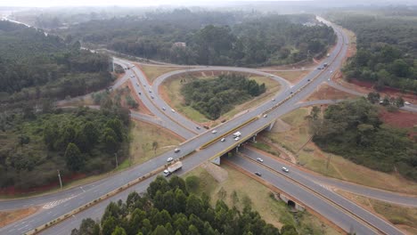 modern interchange on nairobi southern bypass highway in kenya, aerial view