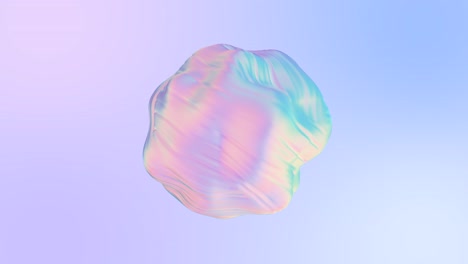 3D animation of an abstract smooth liquid shape. Holographic fabric ball with ripple and swirl. 4k seamless loop 3D animation.
