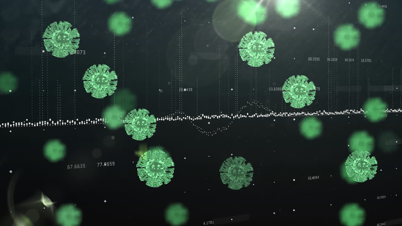 células de covid-19 contra el procesamiento de datos en el fondo