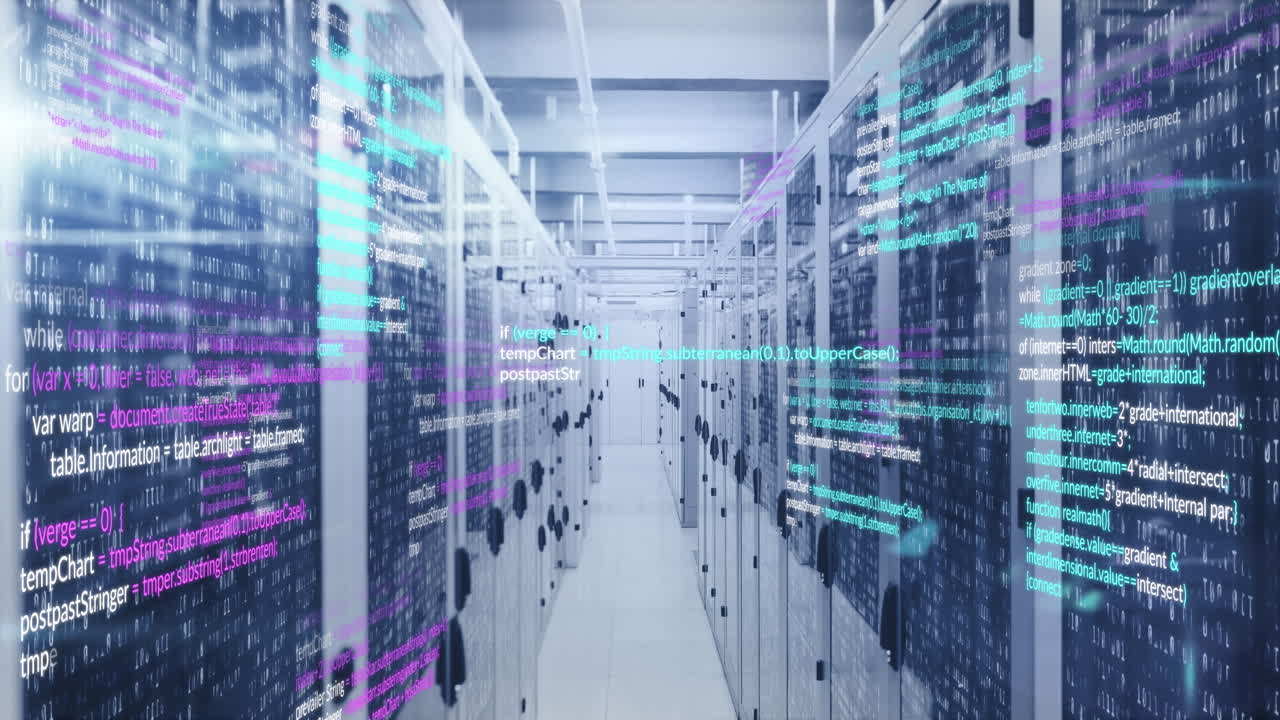 Animation of data processing over server room
