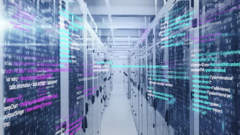 animation of data processing over server room