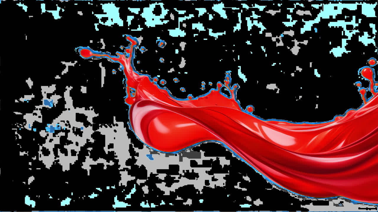 Dynamic red paint splash animated overlay, transparent 4K video, alpha channel, ProRes 4444