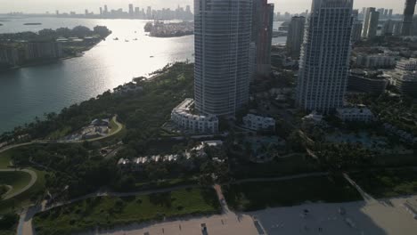 Aerial-skyline-of-Miami-south-beach-during-sunny-day