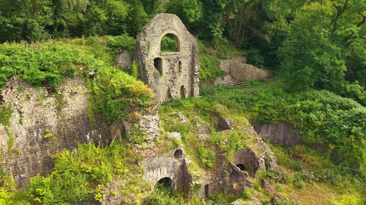 Flying around the abandoned 18th-century Clydach Ironworks, a Welsh heritage site