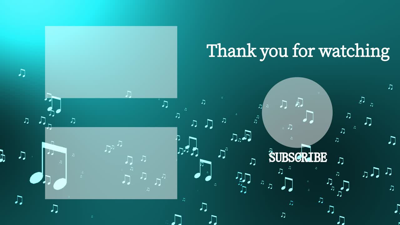 음악적 노트 입자 분류 엔드 카드 엔딩 스크린 모션 그래픽