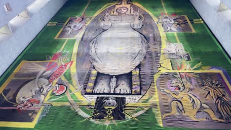 jesus christ apostles painting, green background holy trinity coventry uk