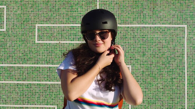 Young female skater having fun outdoors