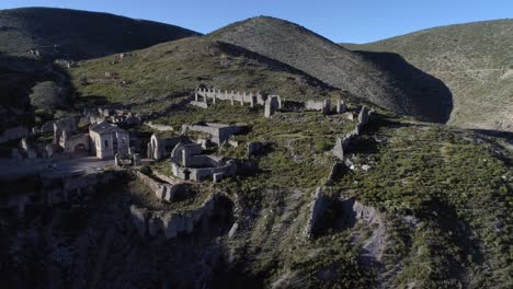 aerial drone shot of the pueblo fantasma in real de catorce, san luis potosi, mexico