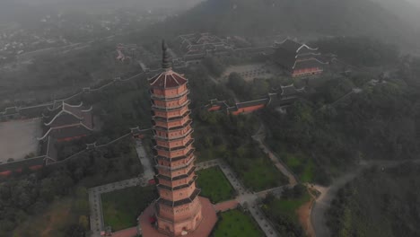 wide view of bai dinh pagoda in ninh binh vietnam, aerial