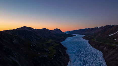 glacier valley at sunrise/sunset