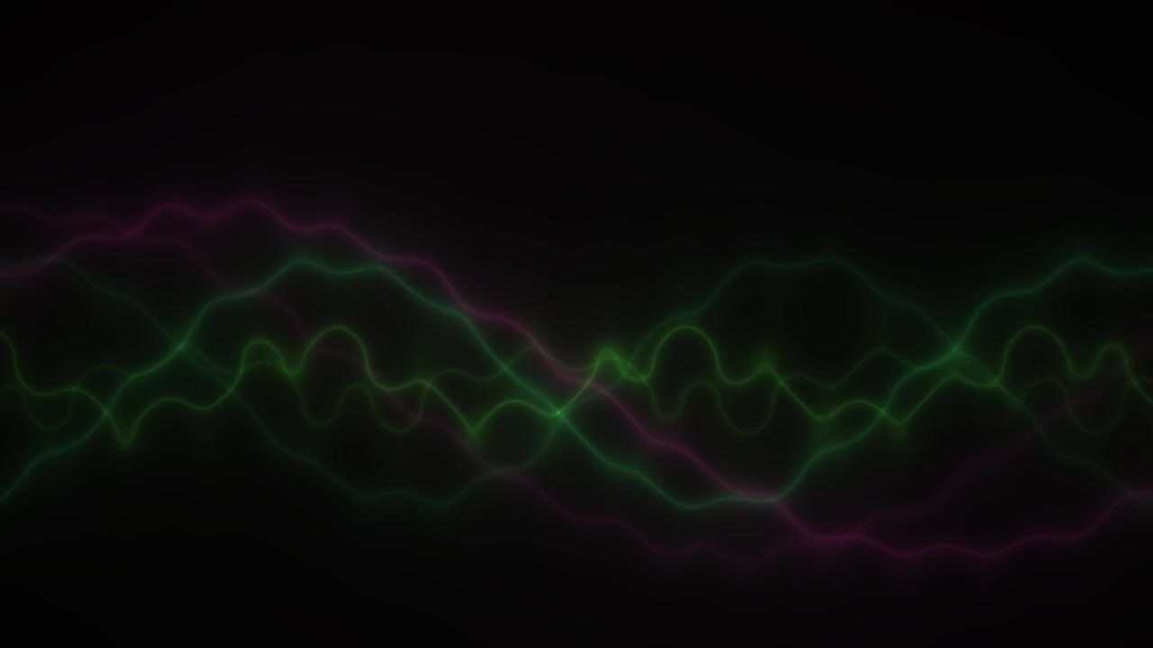 Dynamic Green and Magenta Neon Wavy Lines on Dark Background