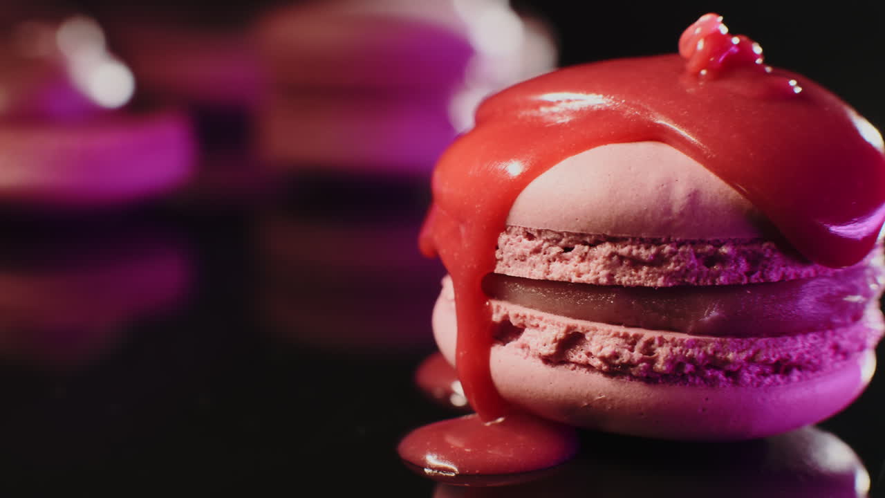 Pink Macarons with Strawberry Glaze