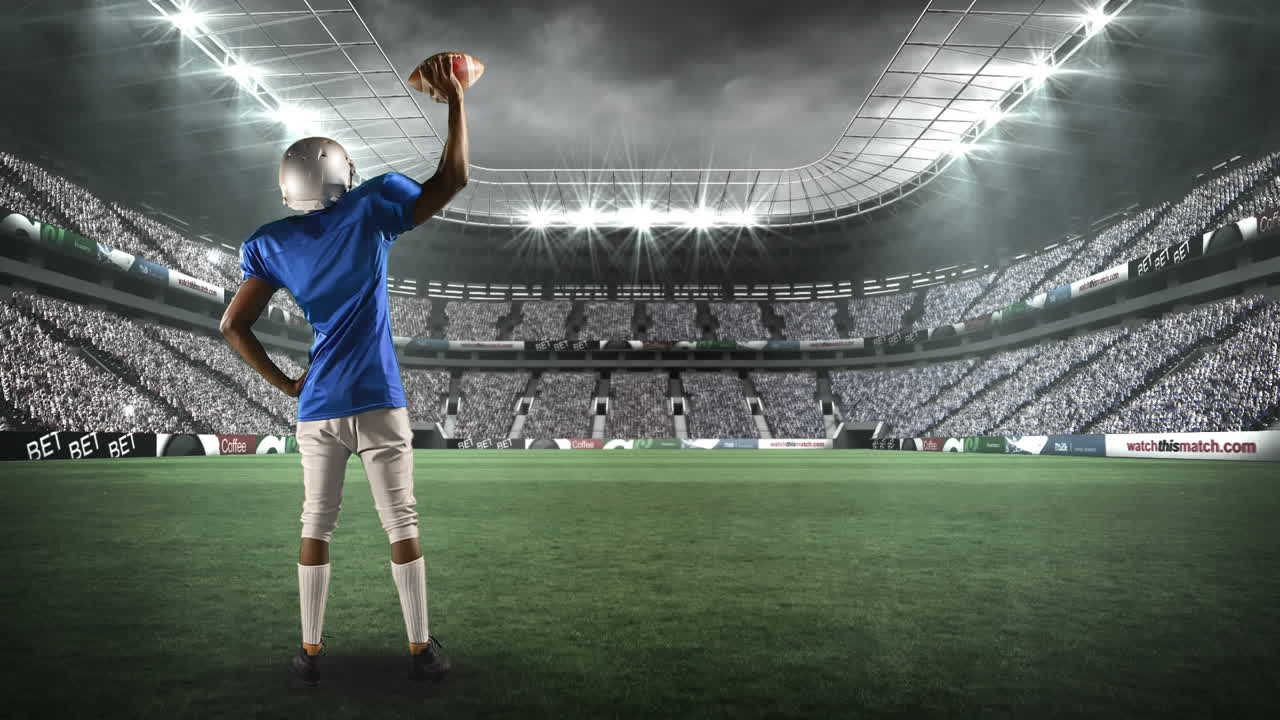 팬 들 을 마주하고 있는 미국 축구 선수