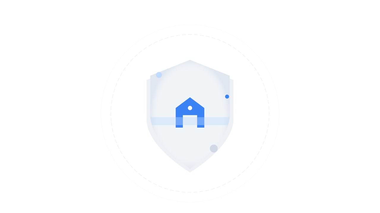 Animated Shield Icon with House Symbol for Home Security Concept