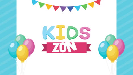 niños zona letras con guirnaldas y globos de helio