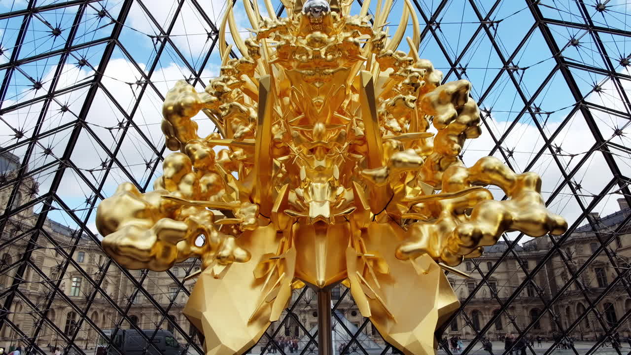 Paris, France - April 21, 2021: Throne by Kohei Nawa sculpture installed at the Louvre Museum