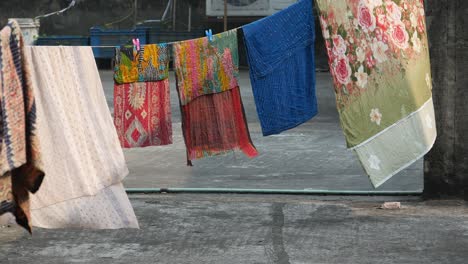 clothes drying on a rooftop