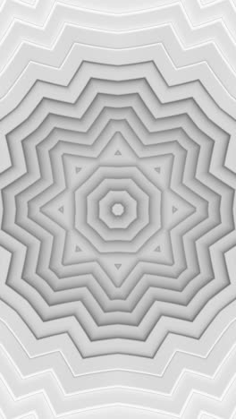 white and gray abstract background with star pattern. kaleidoscope vj loop vertical