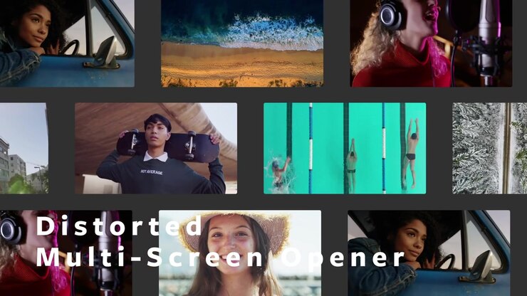 Dynamic Multi-Screen Video Opener with Distorted Transition Effects