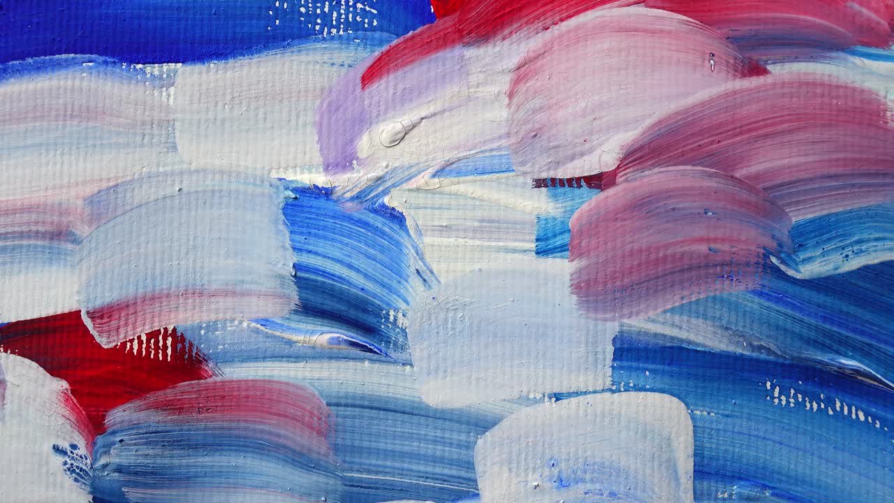 과슈로 그린 추상화. 움직이는 그림 촬영.