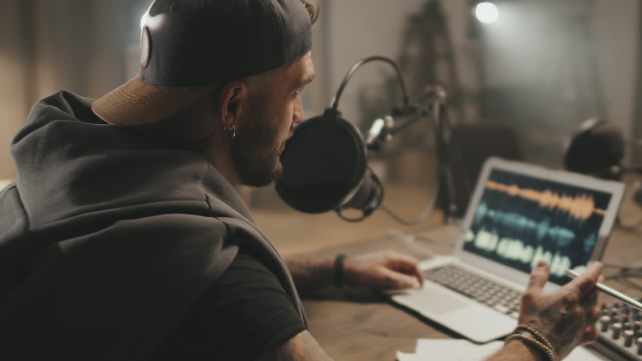 Man Recording Online Radio Show