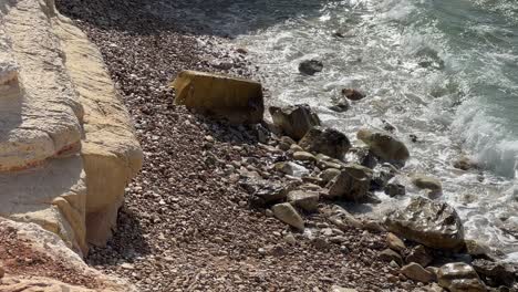 Sea-in-Paphos-with-waves-washing-in-the-shore-4K-up-close-shot