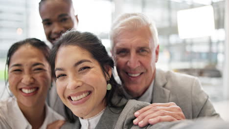 Faces,-friends-or-business-people-take-a-selfie