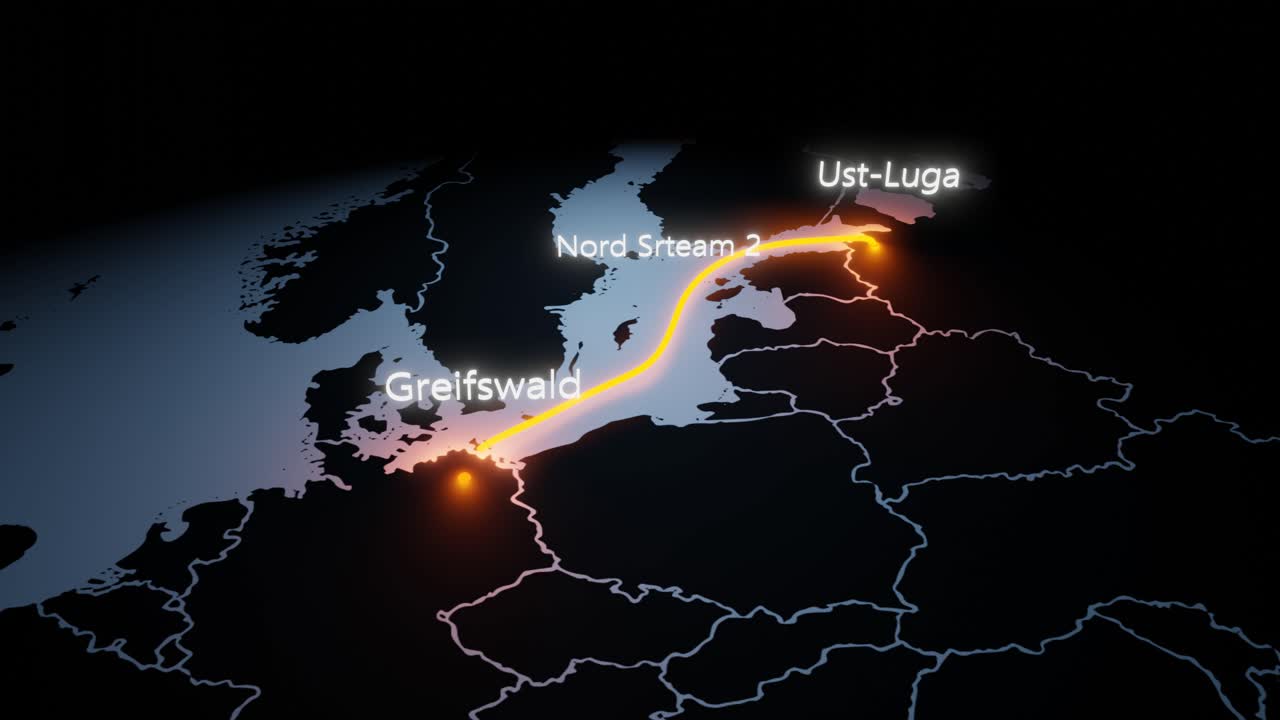 nord srteam 2 가스 파이프라인 3d 렌더링 애니메이션