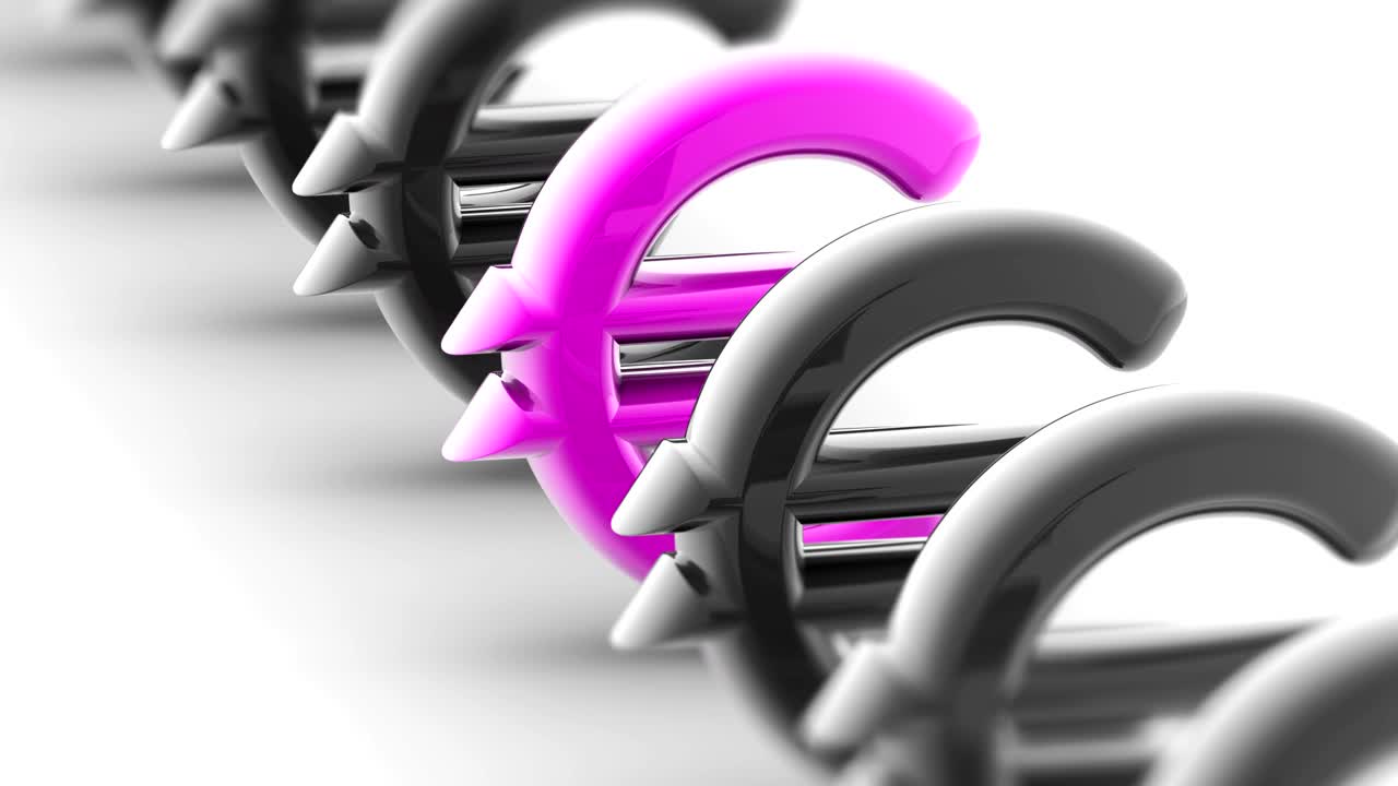 el icono del euro. las imágenes de bucle tienen resolución de 4k.