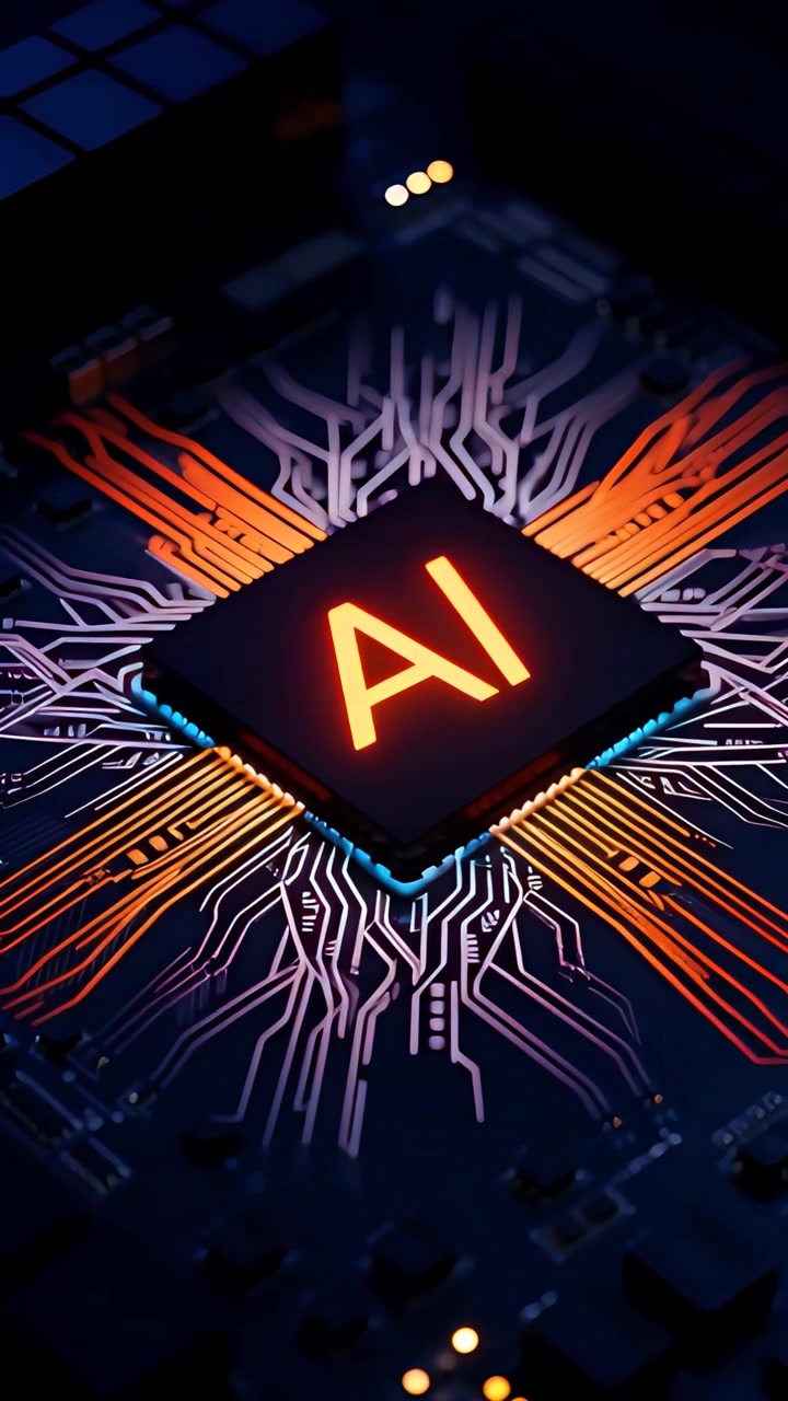 Futuristic AI Chip Motherboard Technology Background 4K