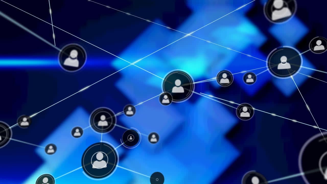 animación de la red de conexiones sobre fondo azul