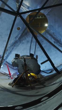 welding operation on large vessel