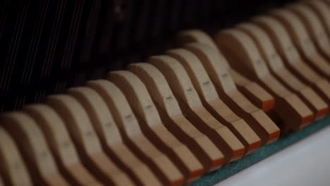 martillos de piano golpeando las cuerdas del piano